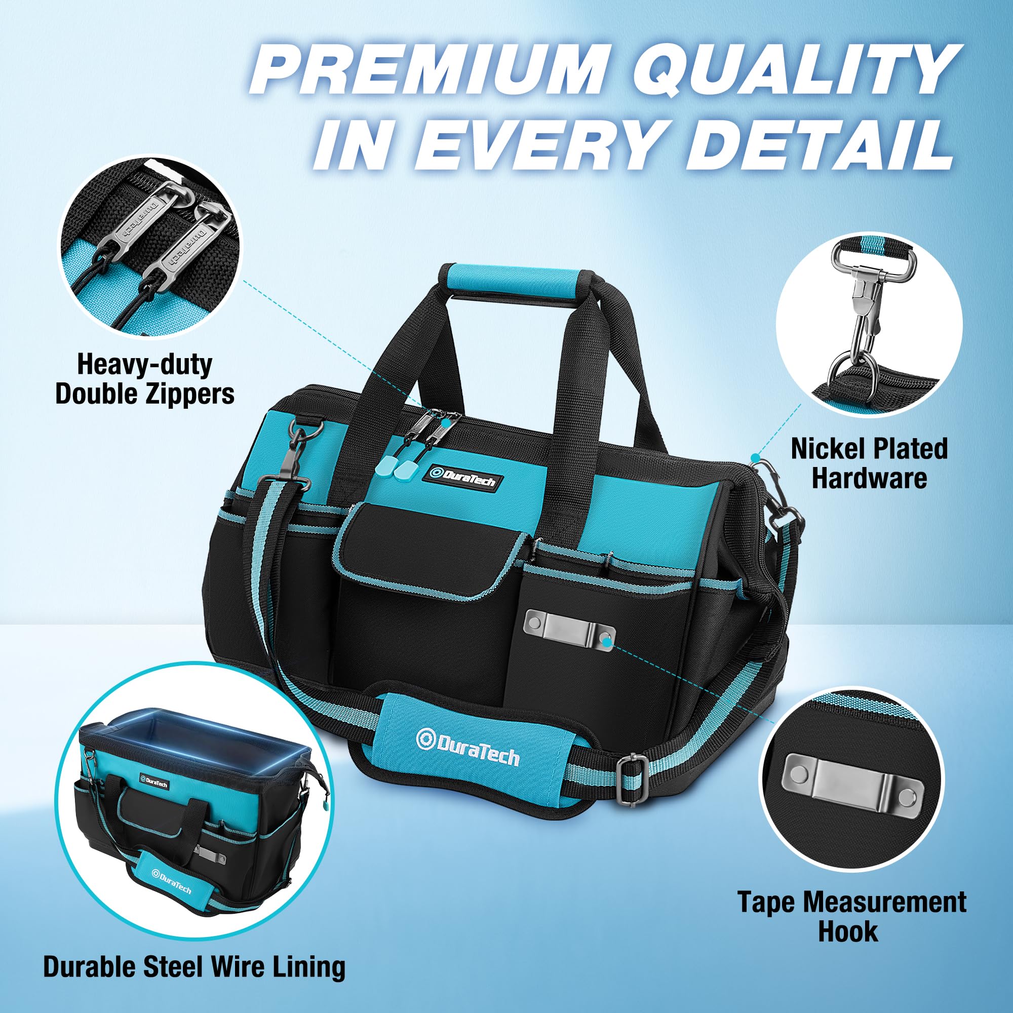 DURATECH spacious interior with 6 internal compartments for organization.