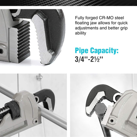 DURATECH CR-MO floating jaw enables quick adjustments and strong grip