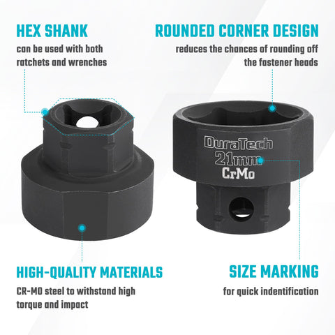 DURATECH 3/8-inch stubby sockets cover 13–18 mm for mid-range fasteners
