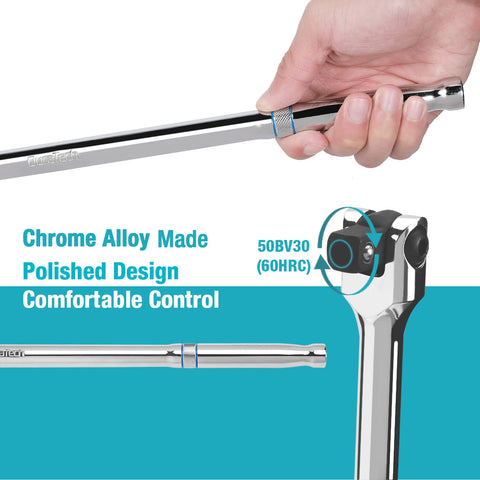 DURATECH 15-inch breaker bar provides maximum torque in hard-to-reach spots