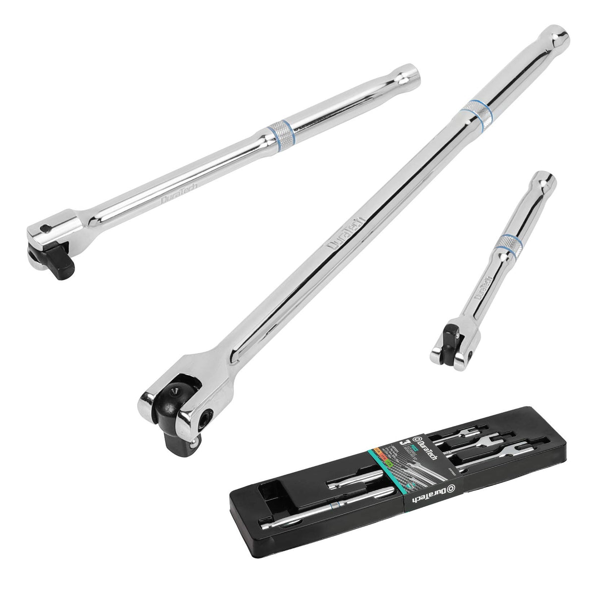 DURATECH 3-piece breaker bar with rotatable head for flexible reach