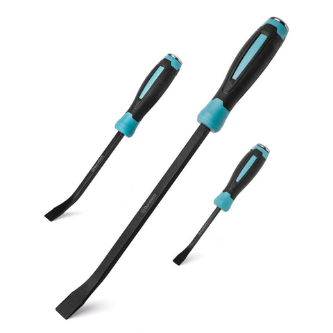 DURATECH 3-piece pry bar set with three lengths for versatile prying.