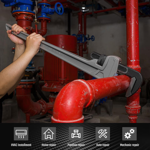 DURATECH 36 inch aluminum pipe wrench with 36 inch overbite jaws for maximum grip surface