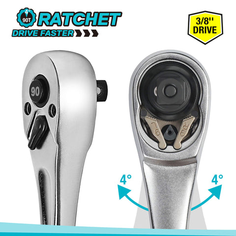 DURATECH 3/8 inch drive ratchet handle ergonomic grip for comfortable handling
