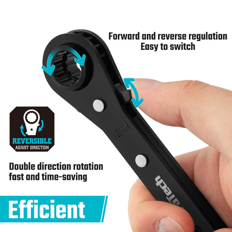 DURATECH 4-in-1 wrench offers 12mm end for secure nut engagement.