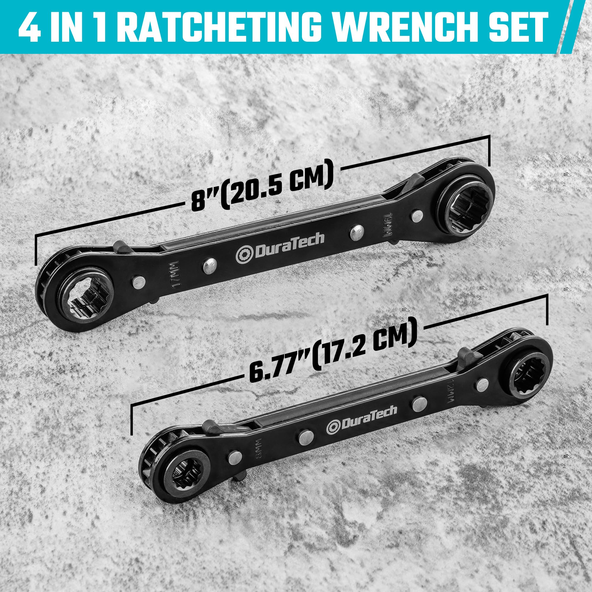 Duratech off-corner loading design improves grip and reduces fastener rounding.