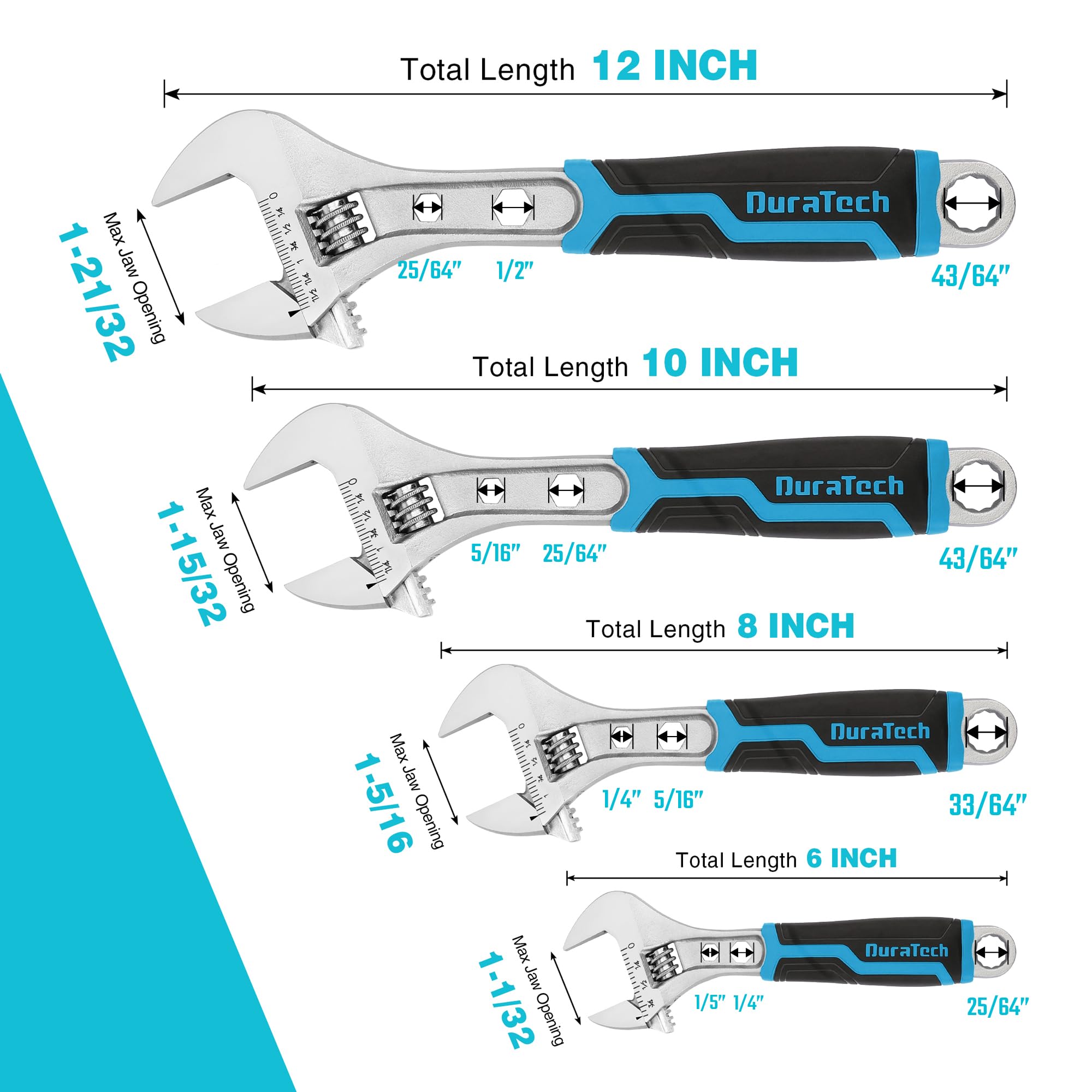 DURATECH 8-inch wrench for heavier assemblies and versatile shop tasks.