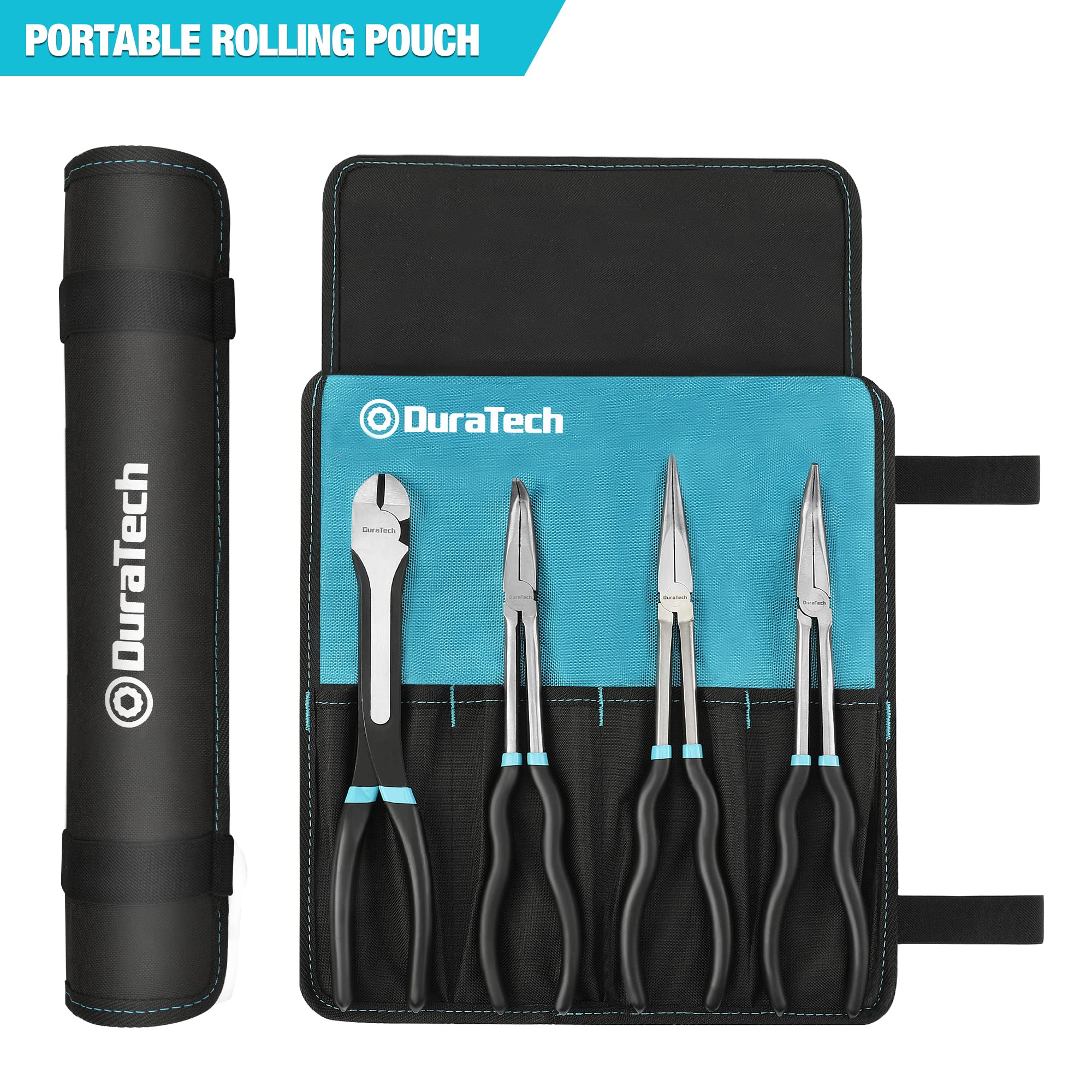DURATECH 45-degree bent nose pliers for angled bends and small fasteners.