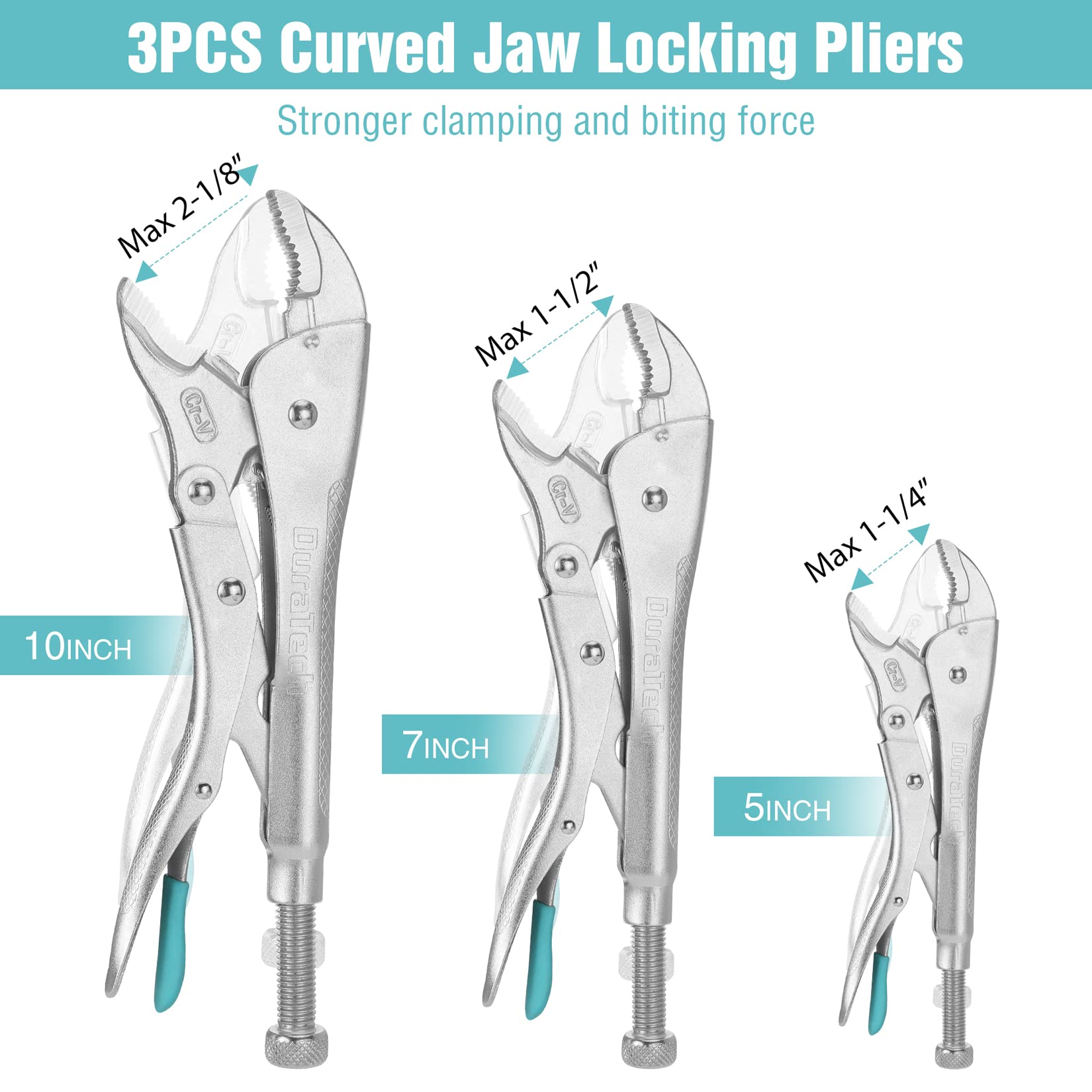 Duratech 5-inch curved jaw locking pliers ideal for awkward corners.