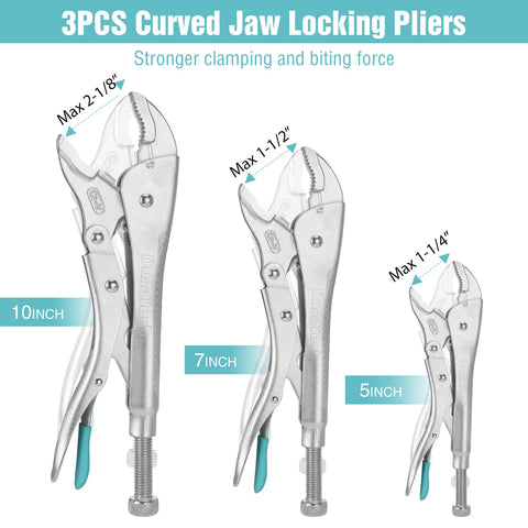 Duratech 5-inch curved jaw locking pliers ideal for awkward corners.