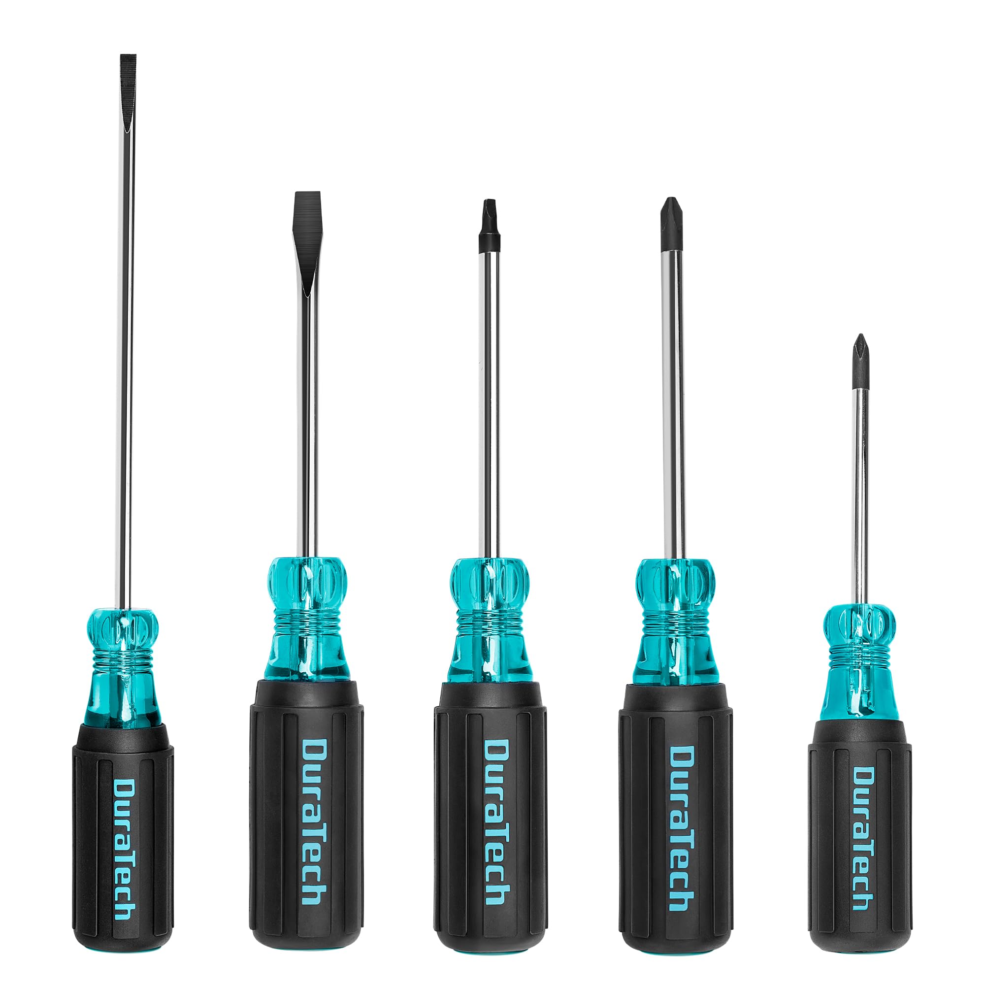 DURATECH 5-piece S2 steel screwdriver set with PH1 PH2 tips for durable professional use.