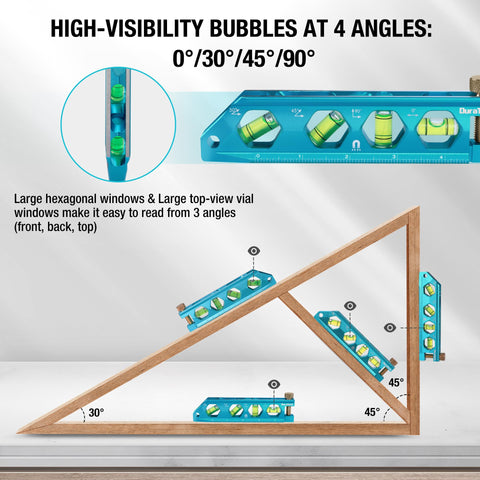 DURATECH 6-25in level with magnets secures on metal studs for precise setting.