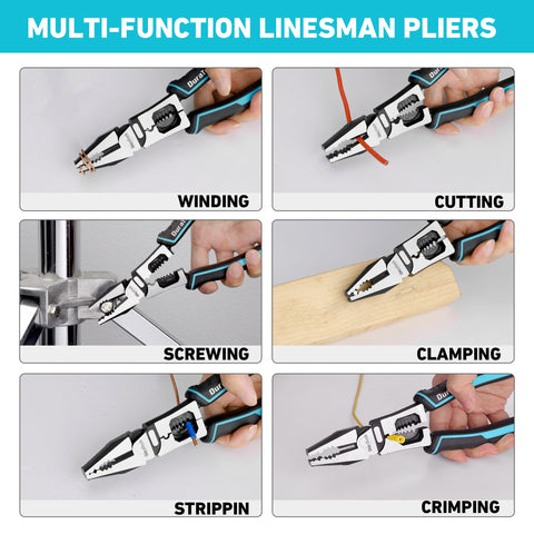 Duratech linesman pliers cutting edge close-up shows sharpness for efficient cuts
