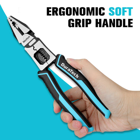 Duratech ergonomic handle close-up highlighting non-slip grip reduces fatigue