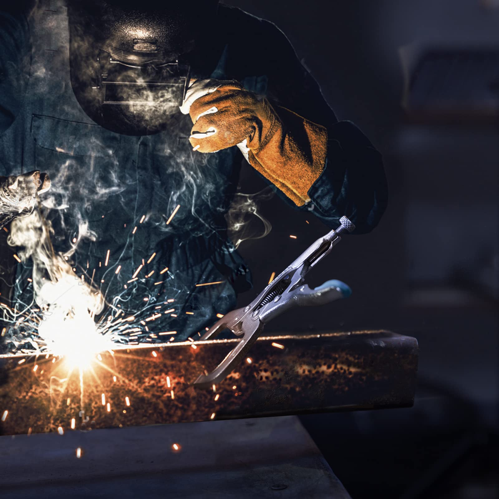 Duratech 6-inch C-clamp locking plier secures workpieces firmly.