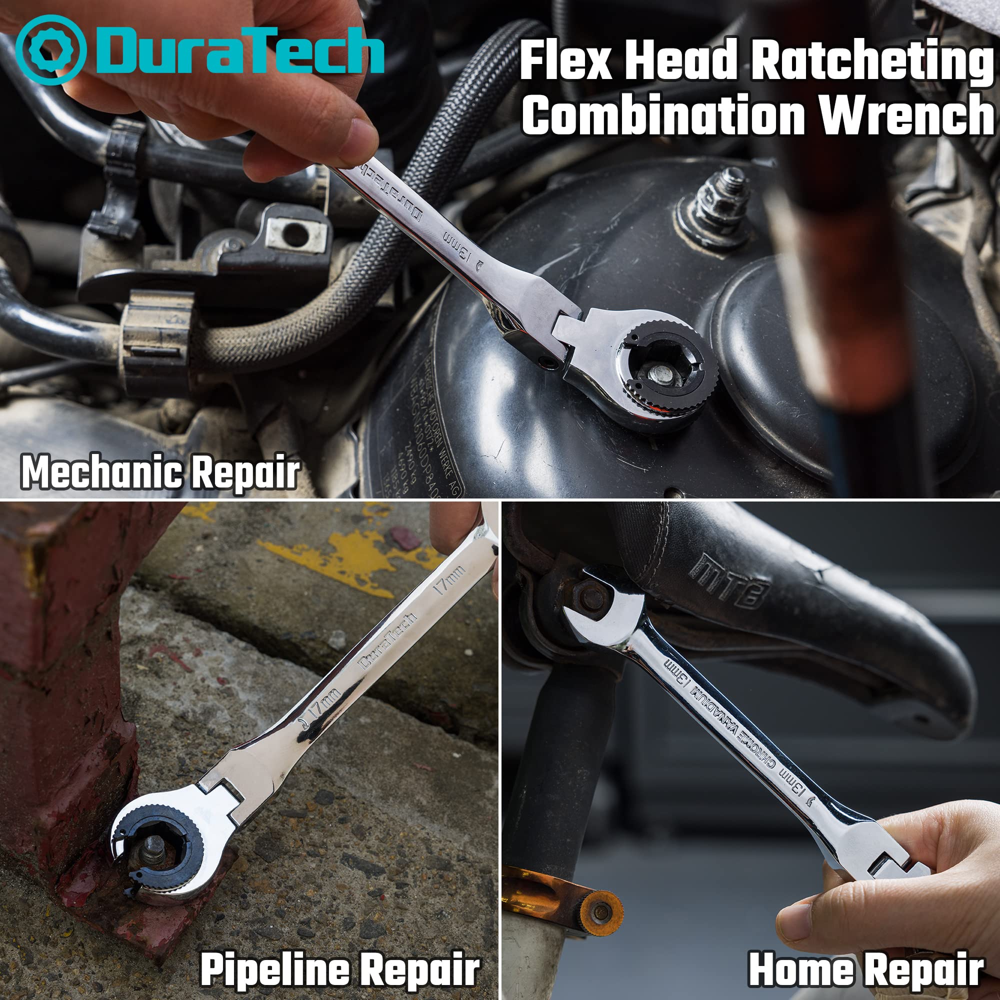 DURATECH 13mm wrench with 72-tooth gear for smooth engagement