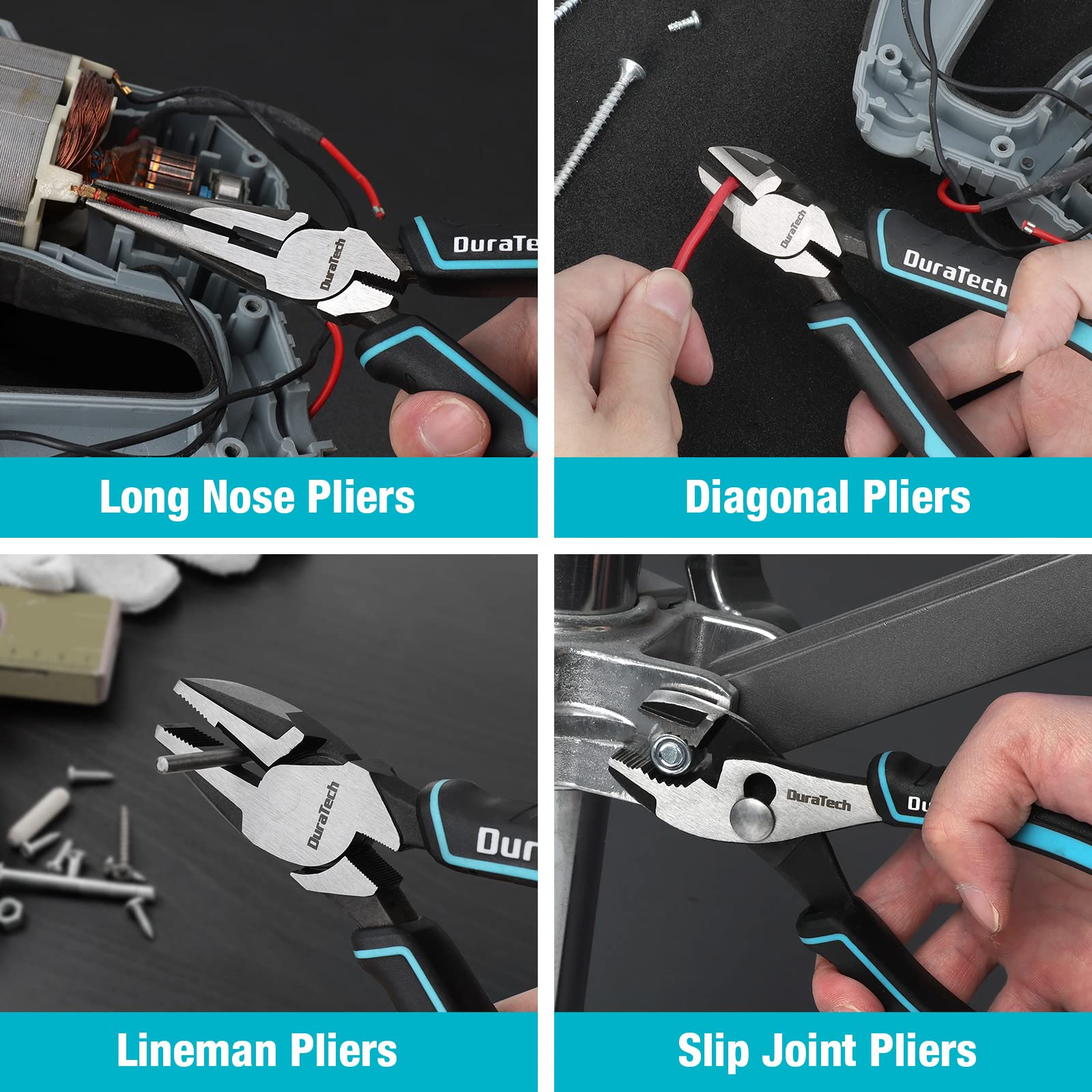 DURATECH 6-inch long-nose plier for precision reach in tight spaces.