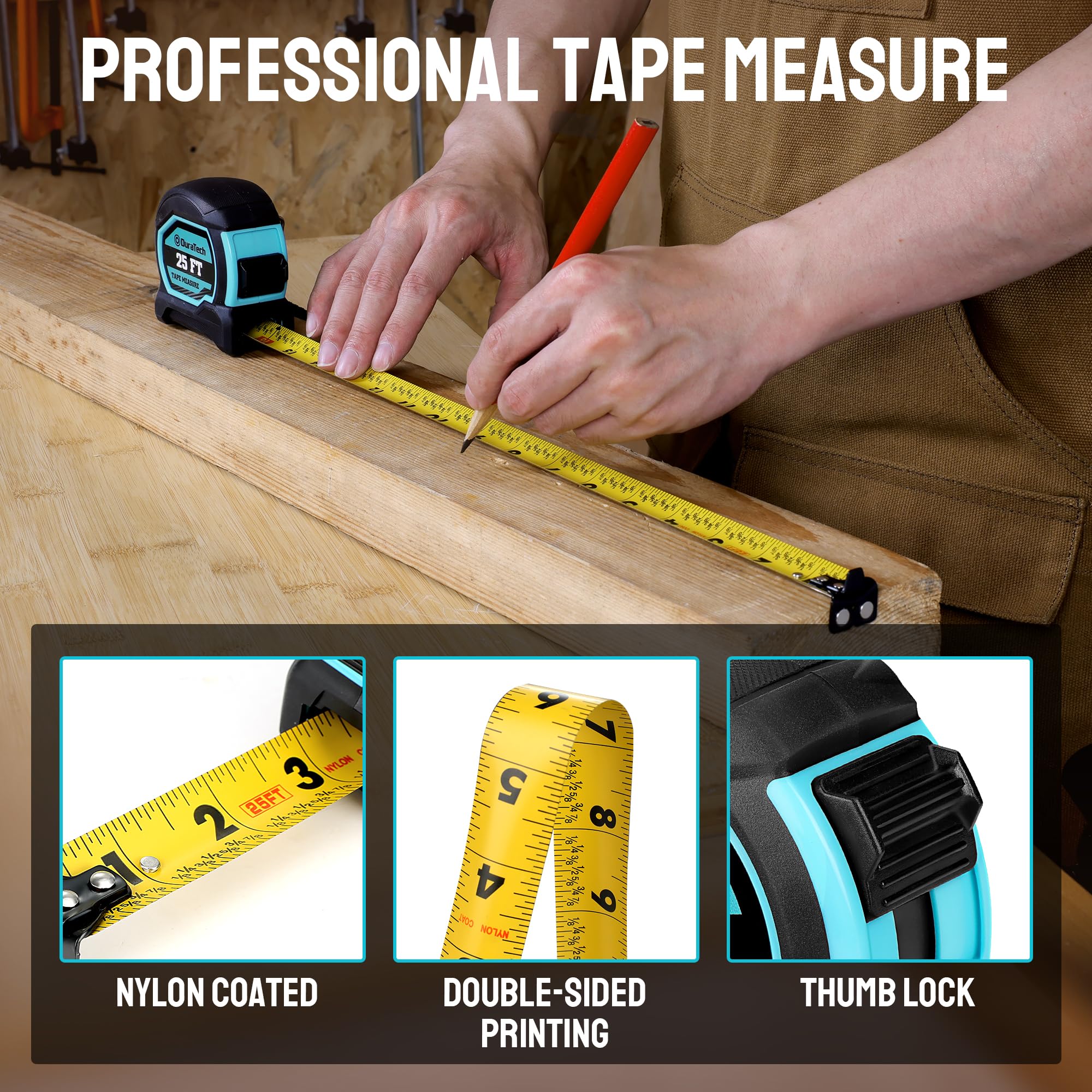 DURATECH 7/8 inch blade shows clear fractions for fast estimates