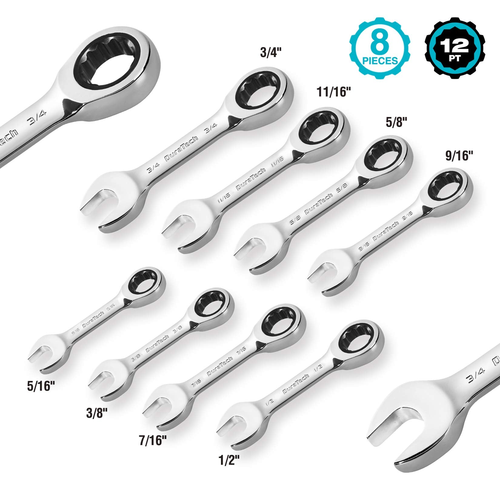 DURATECH 72-tooth ratchet close-up highlights smooth turning action