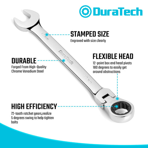DURATECH 72-tooth ratchet gear detail for smooth, precise turns.