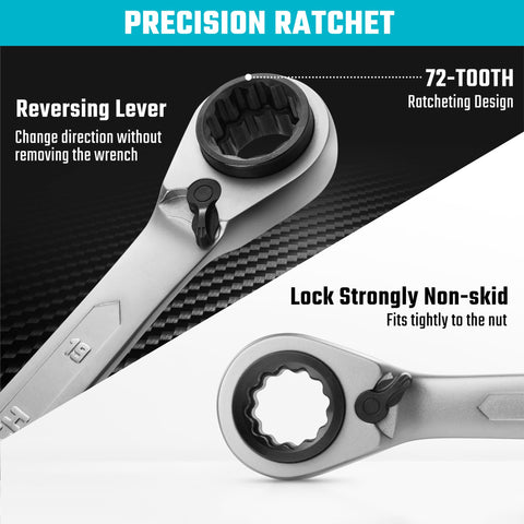 DURATECH 72-tooth ratchet enabling precise, low-effort turns.