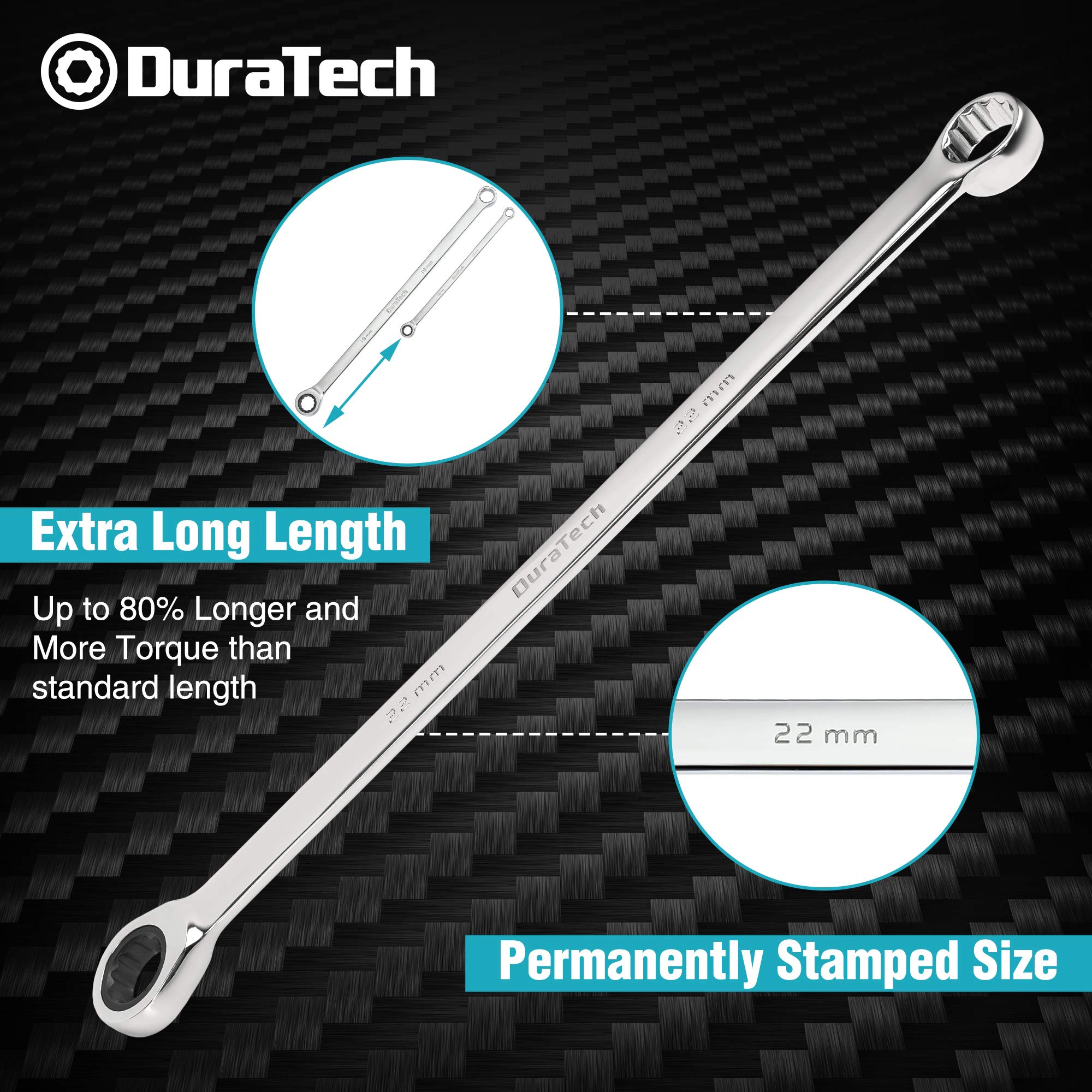 DURATECH 72-tooth ratchet with smooth 5-degree swing.
