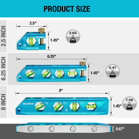 DURATECH 8-inch level with a large view window for easy reading from front and top.