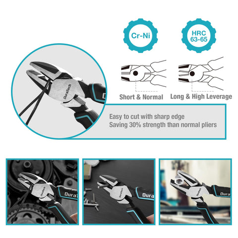 DURATECH 8-inch groove joint plier with robust jaw alignment.