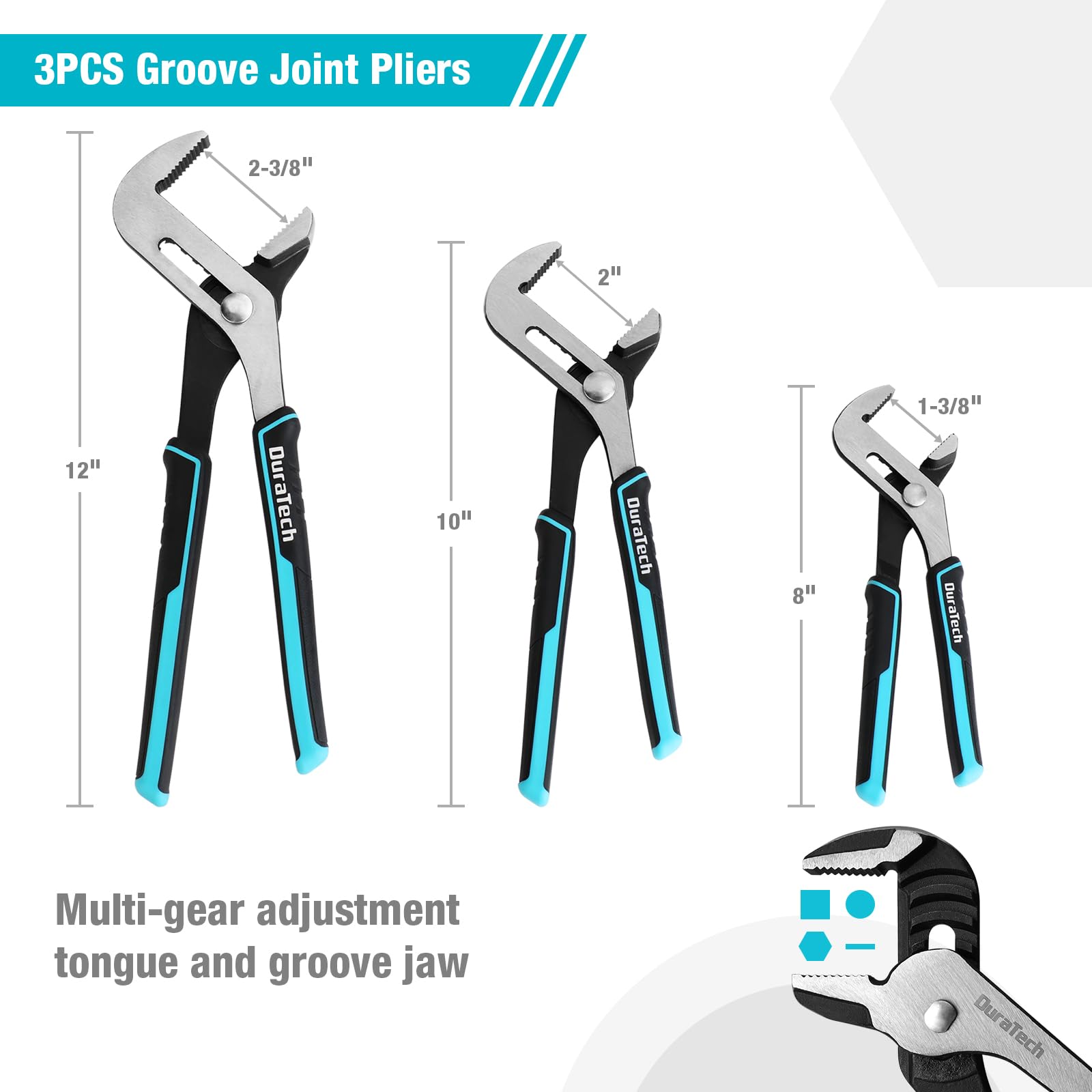 DURATECH 8-inch linesman plier designed for wire cutting and bending.