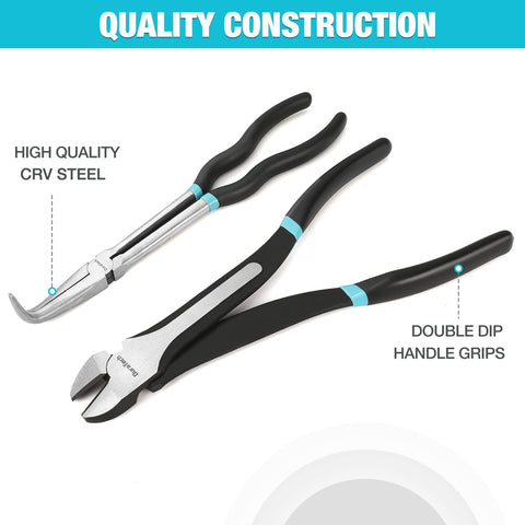 DURATECH 90-degree bent nose pliers ideal for corner access and wire work.