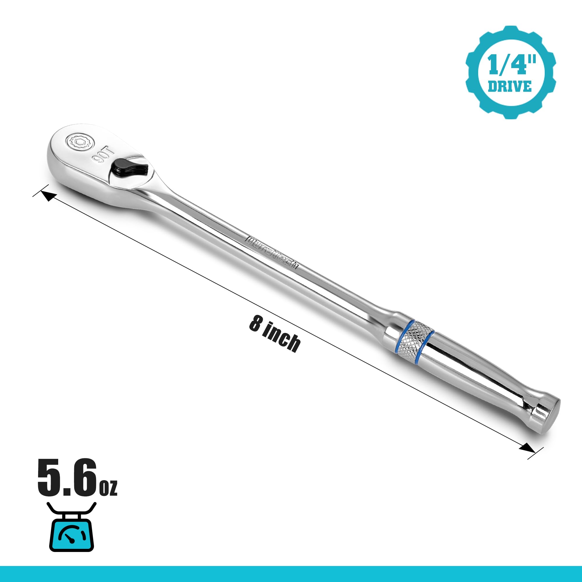 DURATECH 90-tooth gear ratchet offers smooth quick turns.