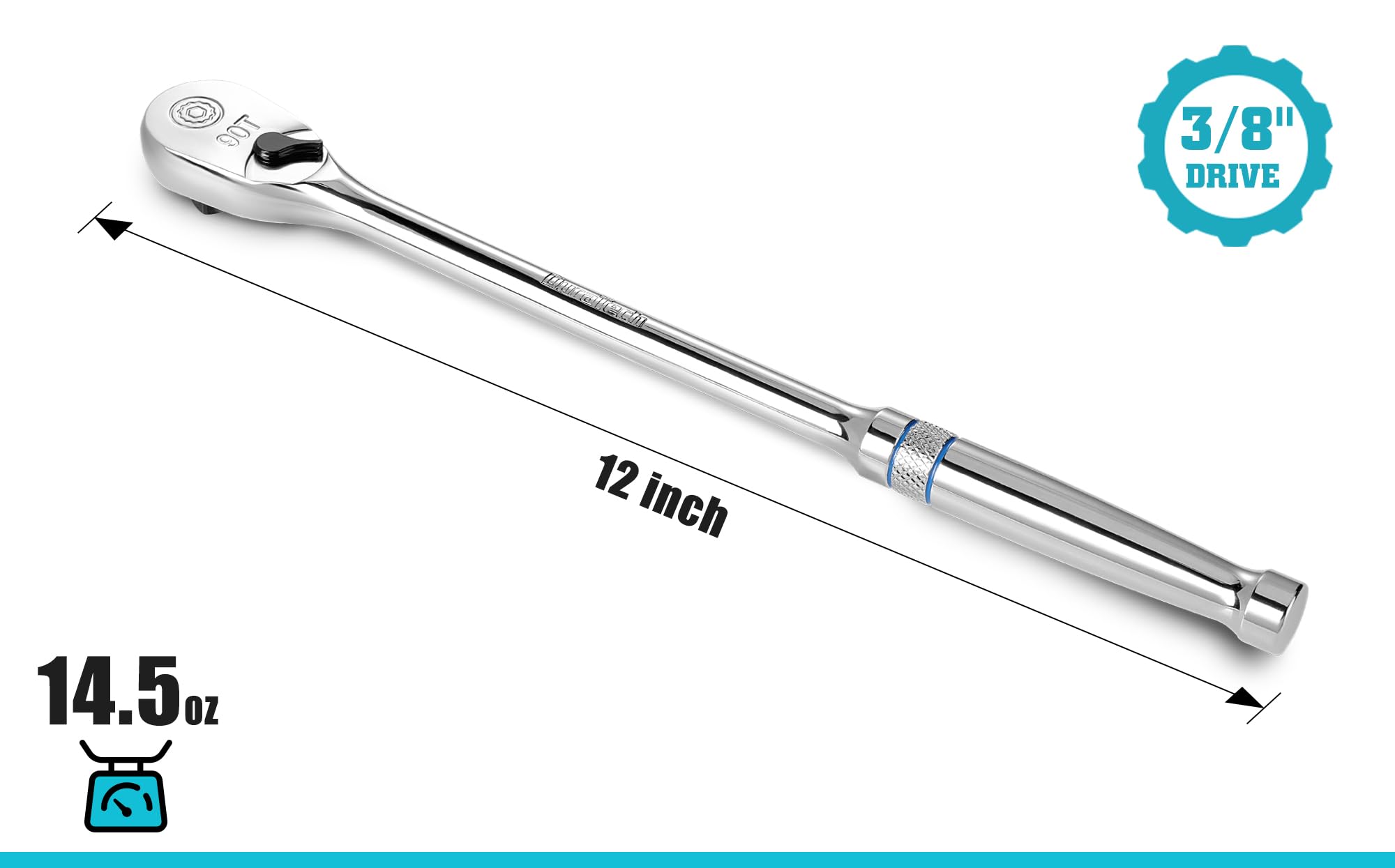 DURATECH 90-tooth ratchet gear enabling smooth action and rapid turning.