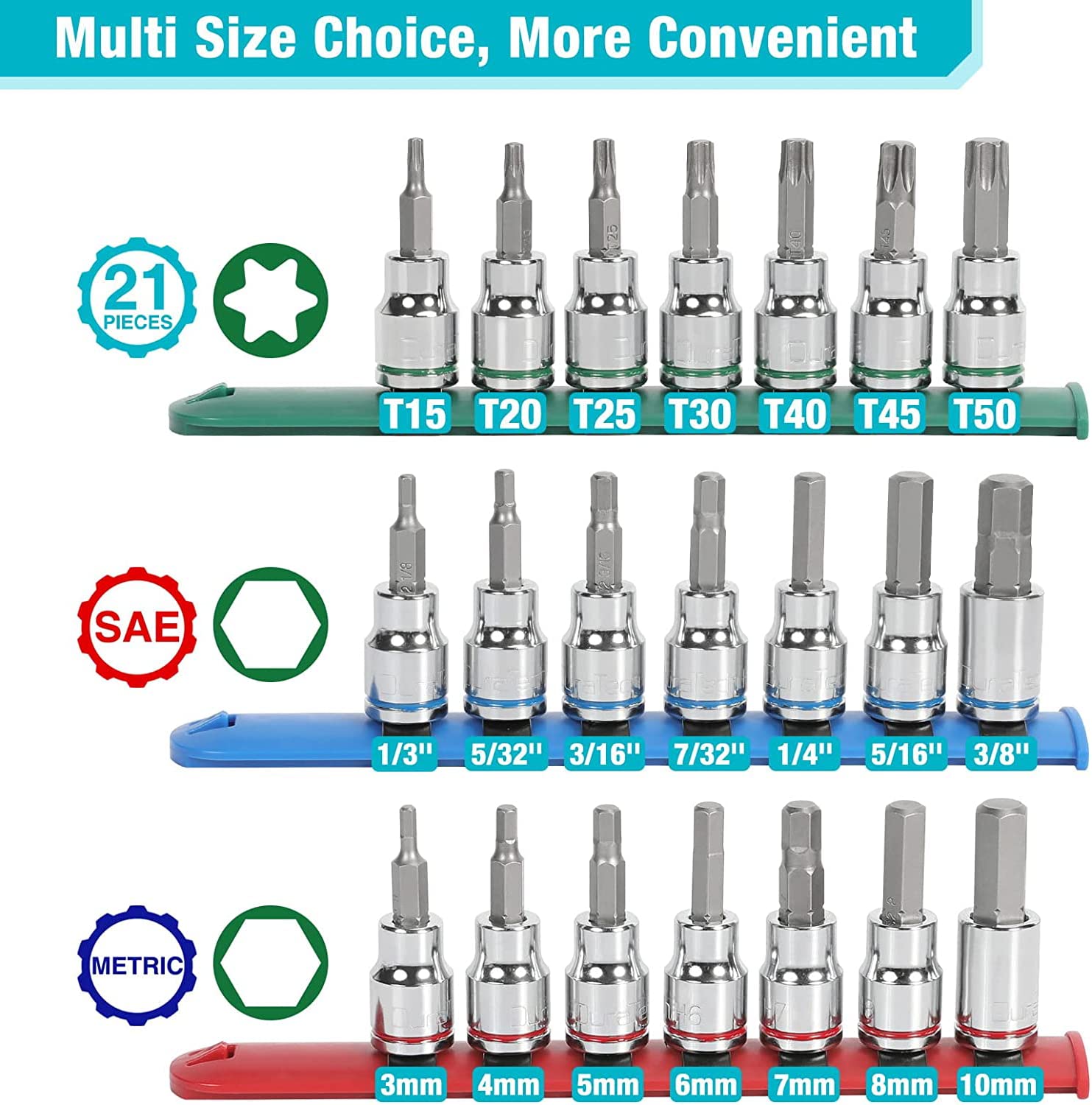 Duratech Torx T20 bit socket for reliable torque in automotive work.