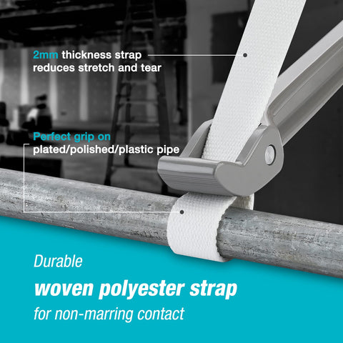 DURATECH anti-slip linen strap grips polished pipes securely