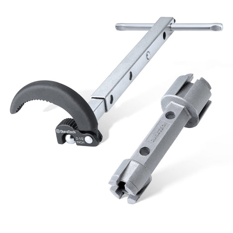 DURATECH telescoping basin wrench with pivot head reaches hard-to-reach nuts.
