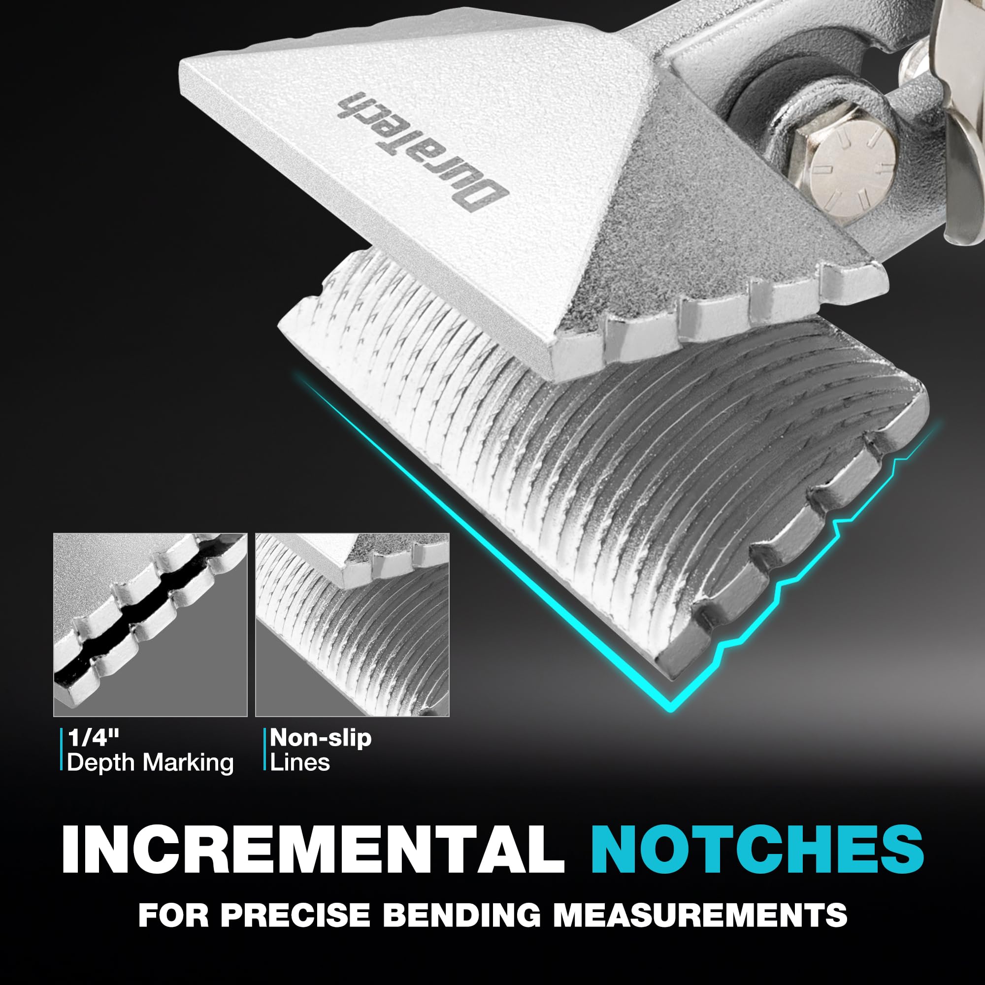 DURATECH Bender jaws closeup shows non slip grip and stable clamping