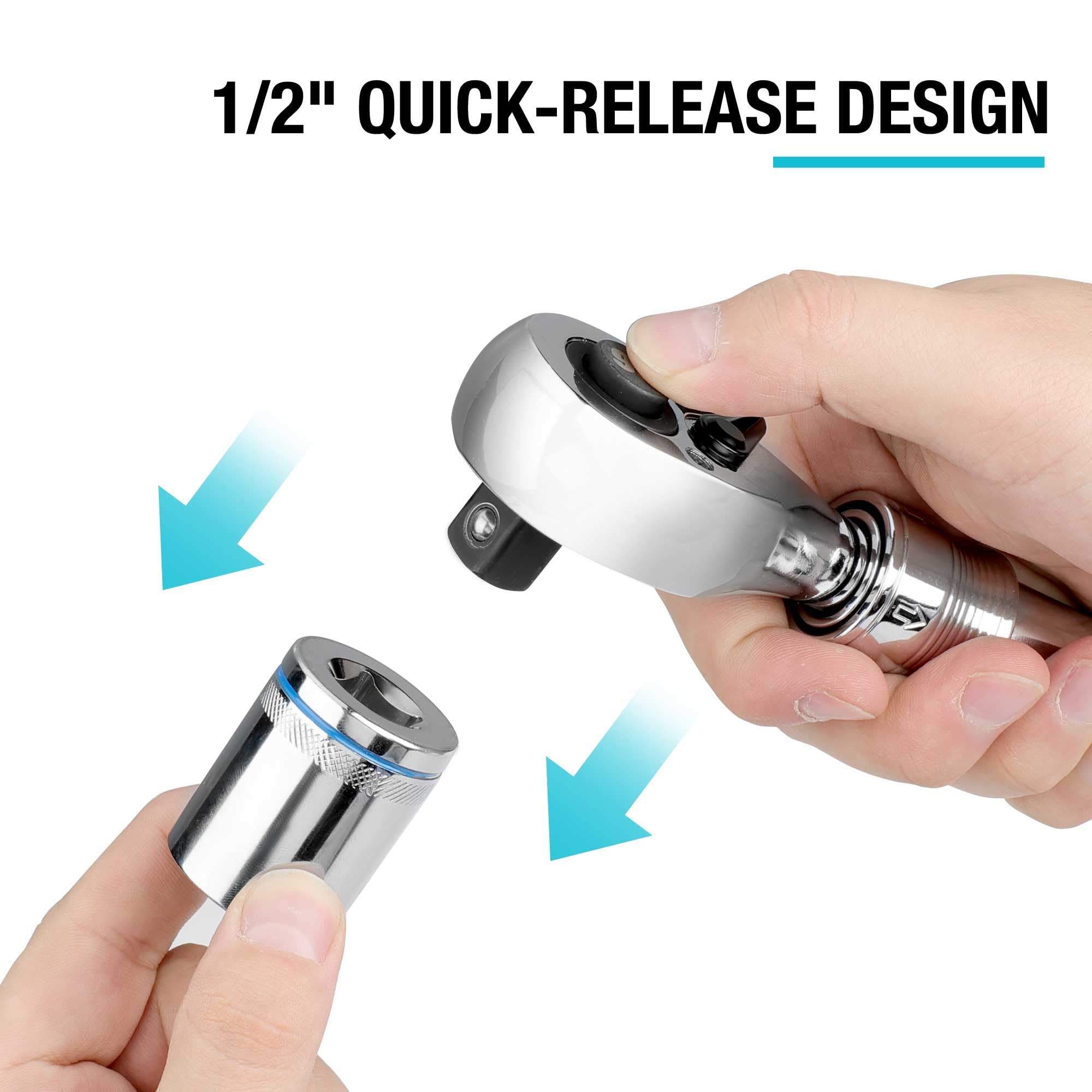 Duratech bidirectional reversible switch allows one-handed direction changes.