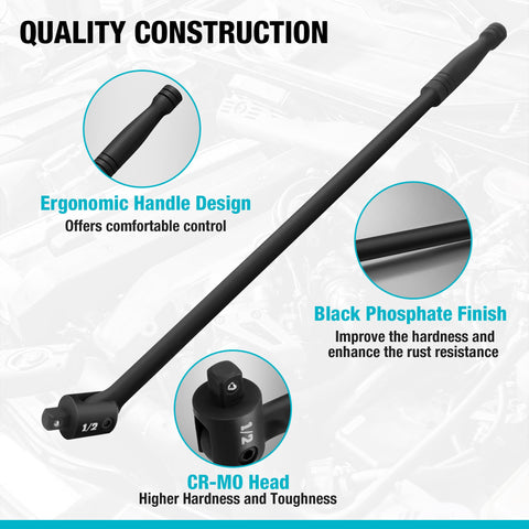 DURATECH Breaker Bar with 240-degree rotatable head for flexible angles.