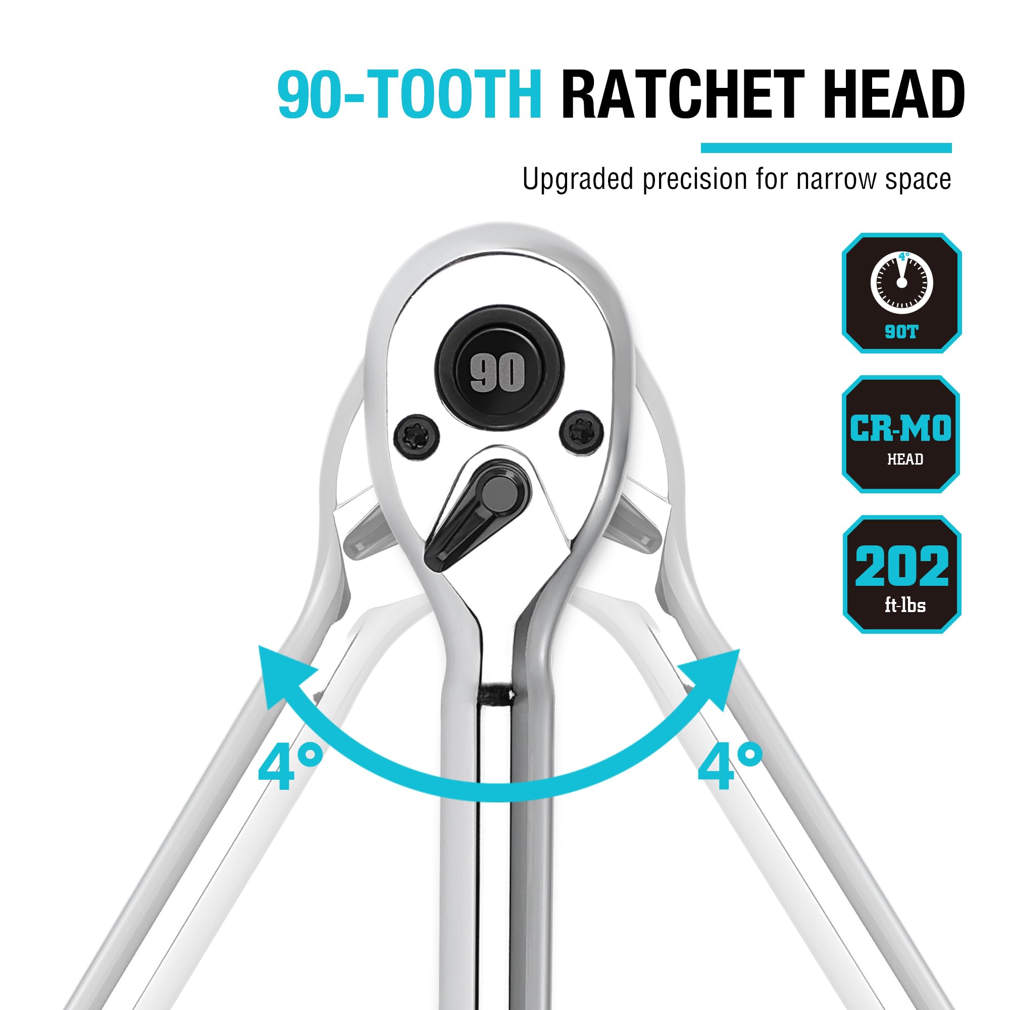 DURATECH chrome alloy head delivering durability and corrosion resistance.