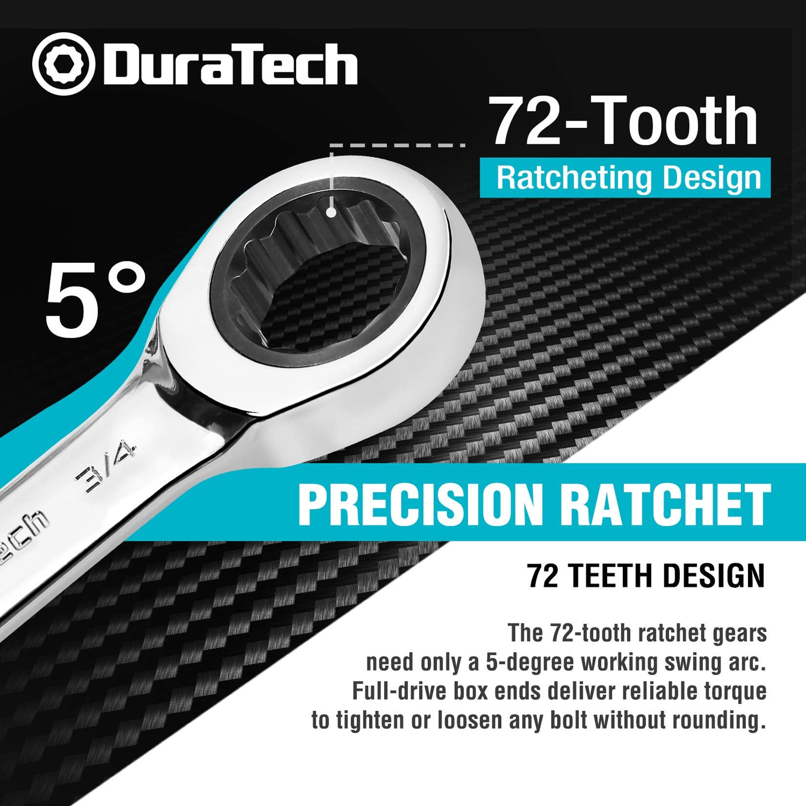 DURATECH chrome vanadium steel close-up shows corrosion resistance and durability
