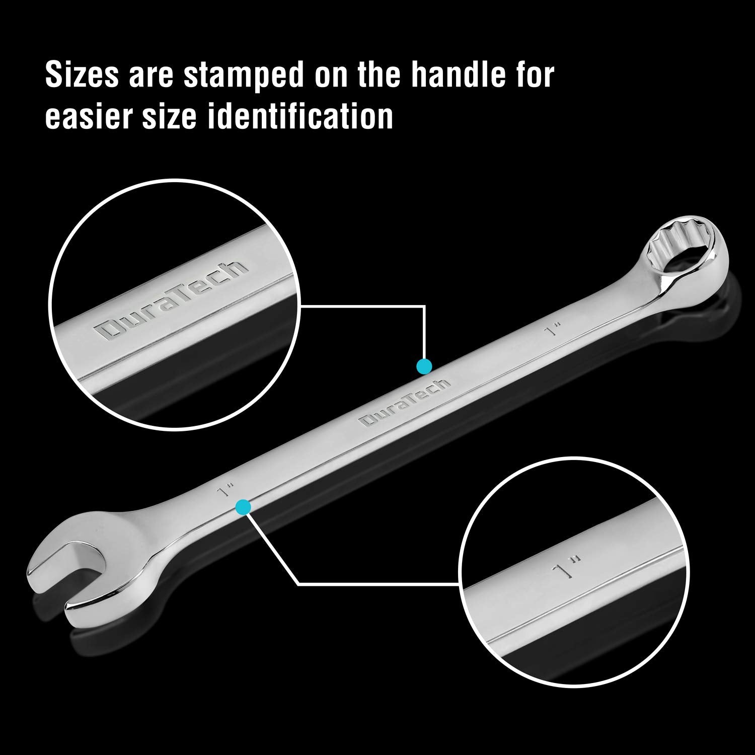 DURATECH chrome vanadium steel wrenches resist corrosion and wear.