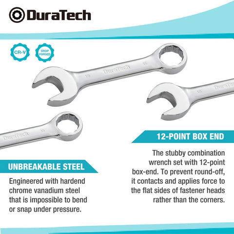 DURATECH chrome vanadium steel with mirror polish finish for rust resistance.