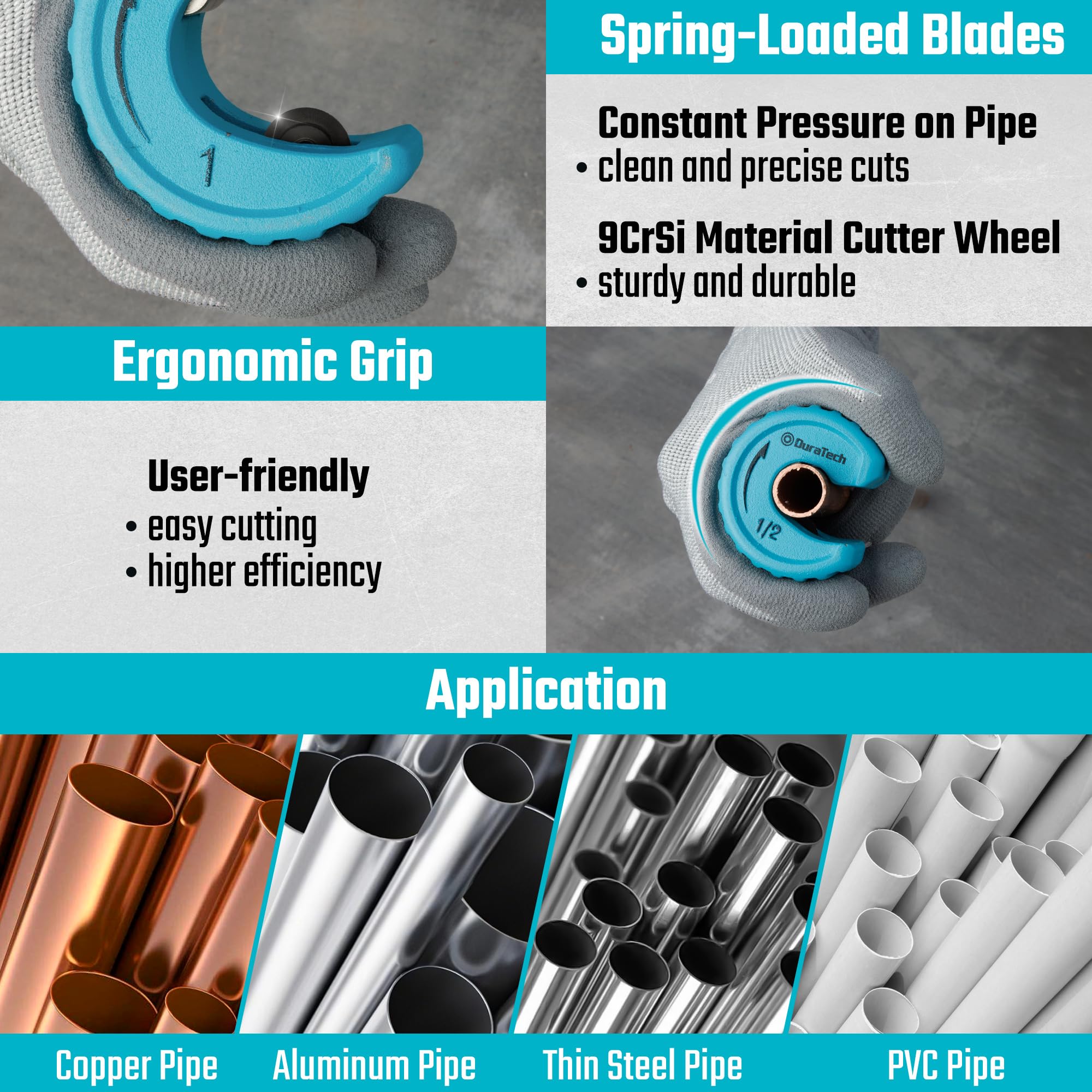 DURATECH copper tubing cutter one-inch with rugged blades for thicker wall pipes.