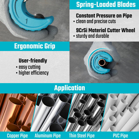 DURATECH copper tubing cutter one-inch with rugged blades for thicker wall pipes.
