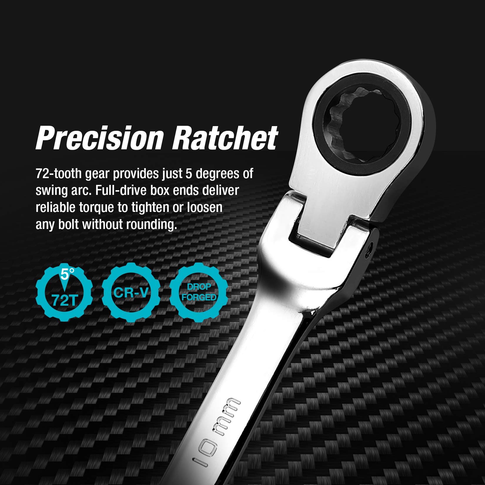 DURATECH CR-V steel wrenches offer durability and corrosion resistance.
