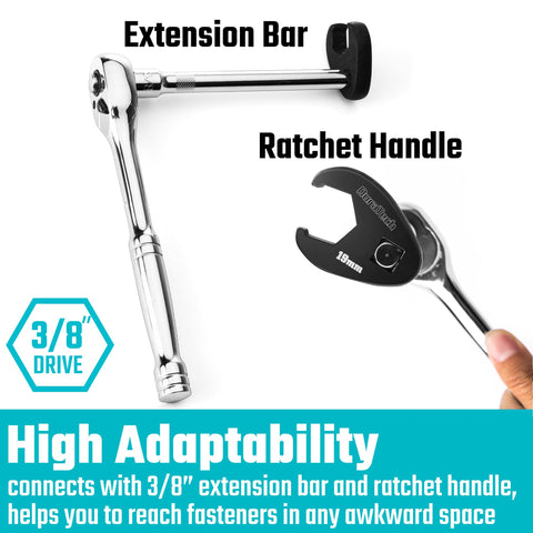 DURATECH crowfoot wrench 13mm used on fuel line flare nuts in engine bay