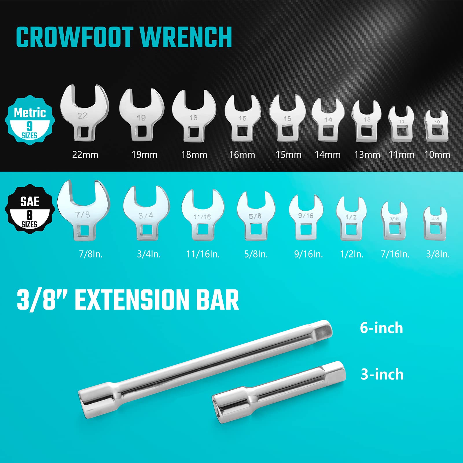 DURATECH crowfoot wrenches metric sizes for precise metric fittings