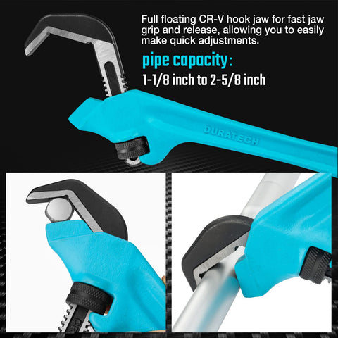DURATECH CR-V jaw pipe wrench delivers greater gripping capacity