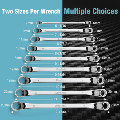 DURATECH CR-V steel wrenches with a polished finish that resists grease and corrosion.