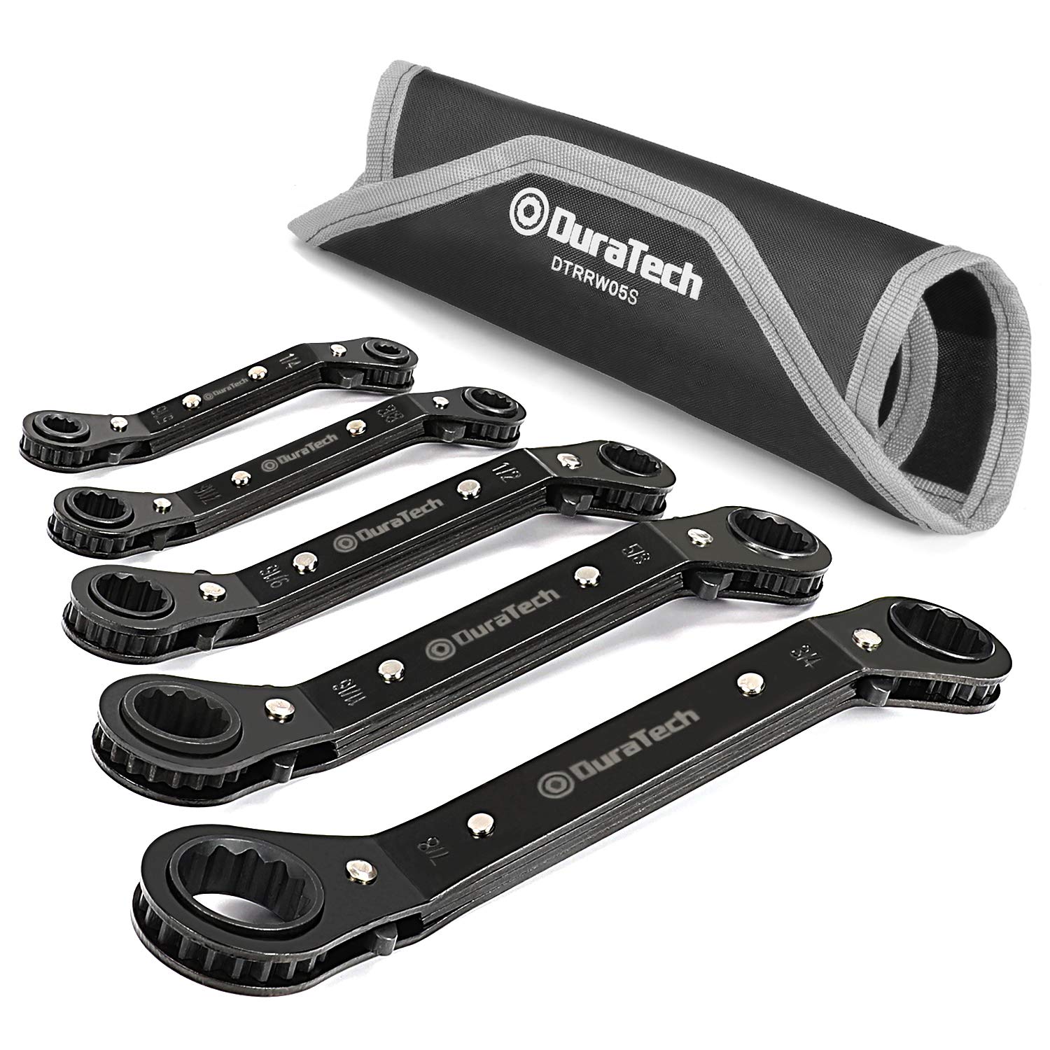 DURATECH double-offset box end wrench set in 1/4 to 7/8 inch sizes.